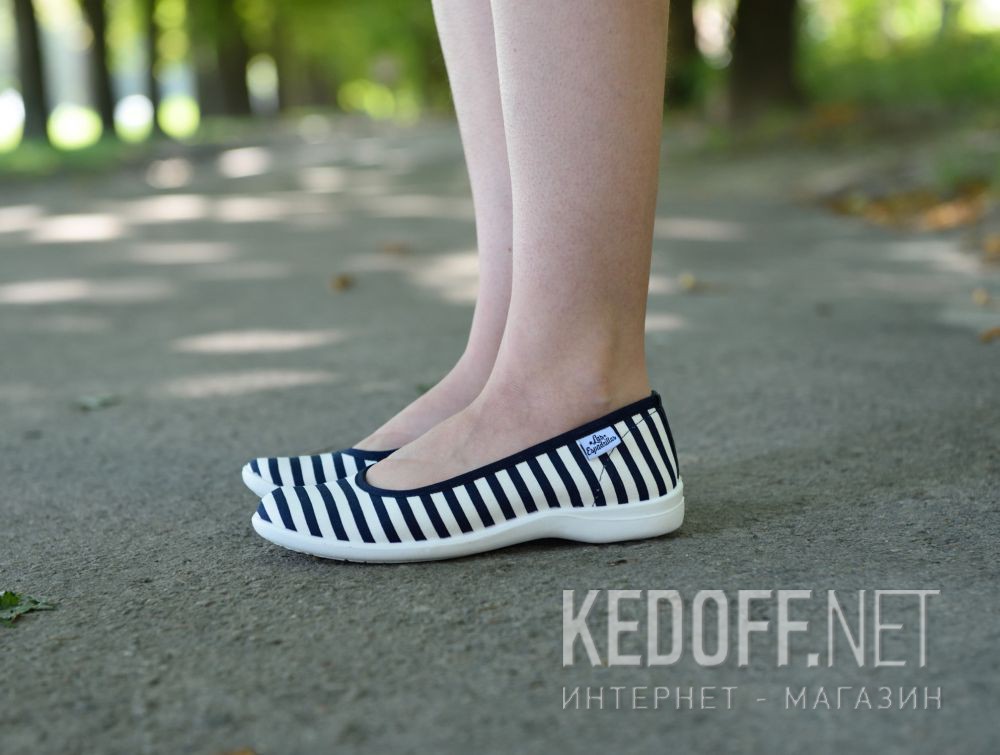 Baleriny Las Espadrillas 300816-1389 (ciemno-niebieski/biały) Фото 12