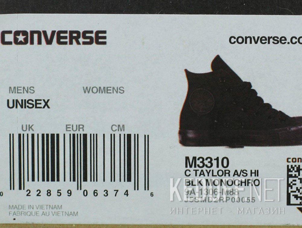 Converse Chuck Taylor All Star Core Hi Black Monochrome M3310 доставка по Украине