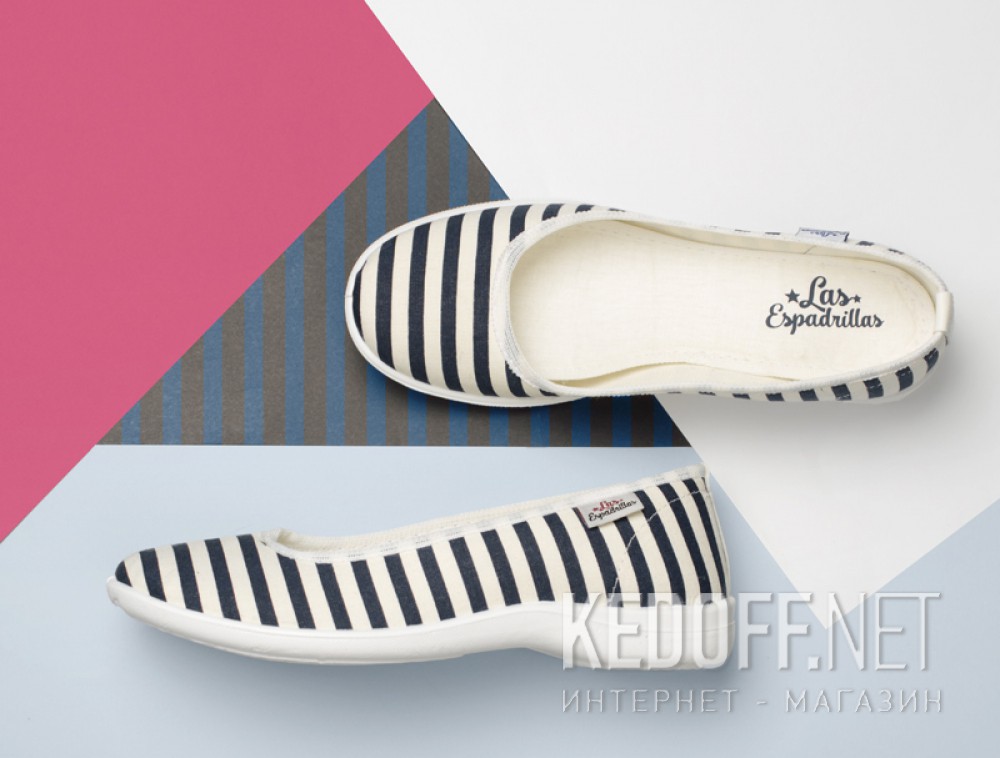 Baleriny Las Espadrillas 300816-1389 (ciemno-niebieski/biały) Фото 10