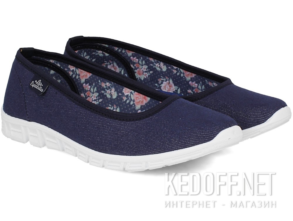 Baleriny Las Espadrillas Denim 22636-80 (ciemny niebieski) купить Украина