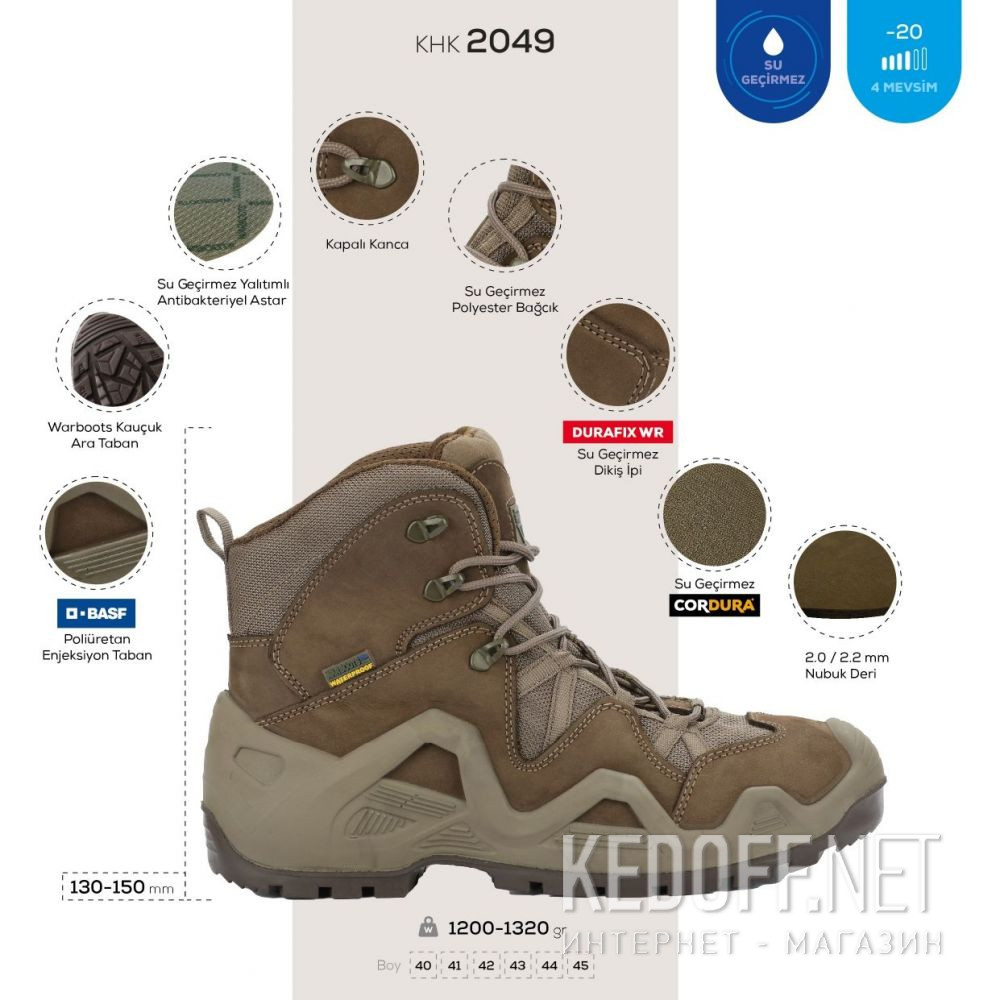 Dostawa Męskie taktyczne buty Warboots SWAT KHK-1053 Waterproof -30°