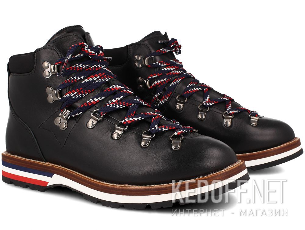Męskie buty MonCler PEAK Vibram Black Leather Made in Italy купить Украина
