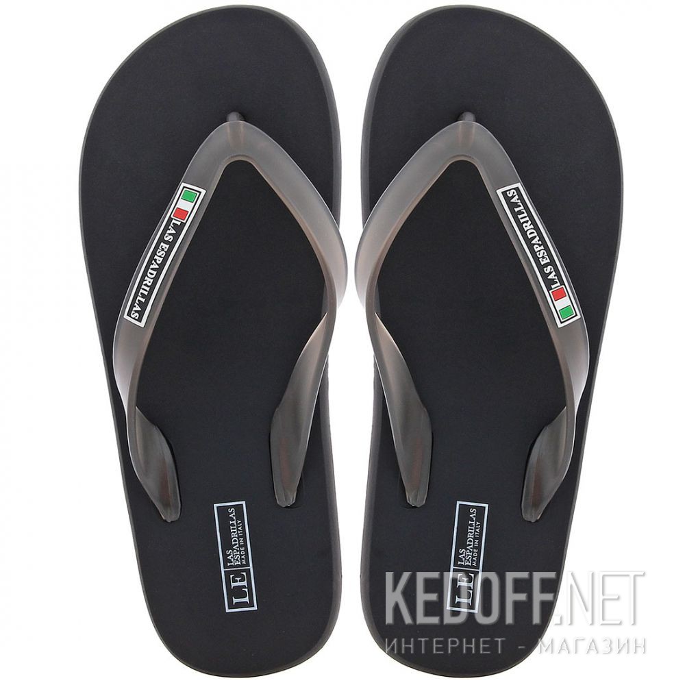 Męskie japonki Las Espadrillas Райдер 7201-27 Made in Italy (czarny) все размеры