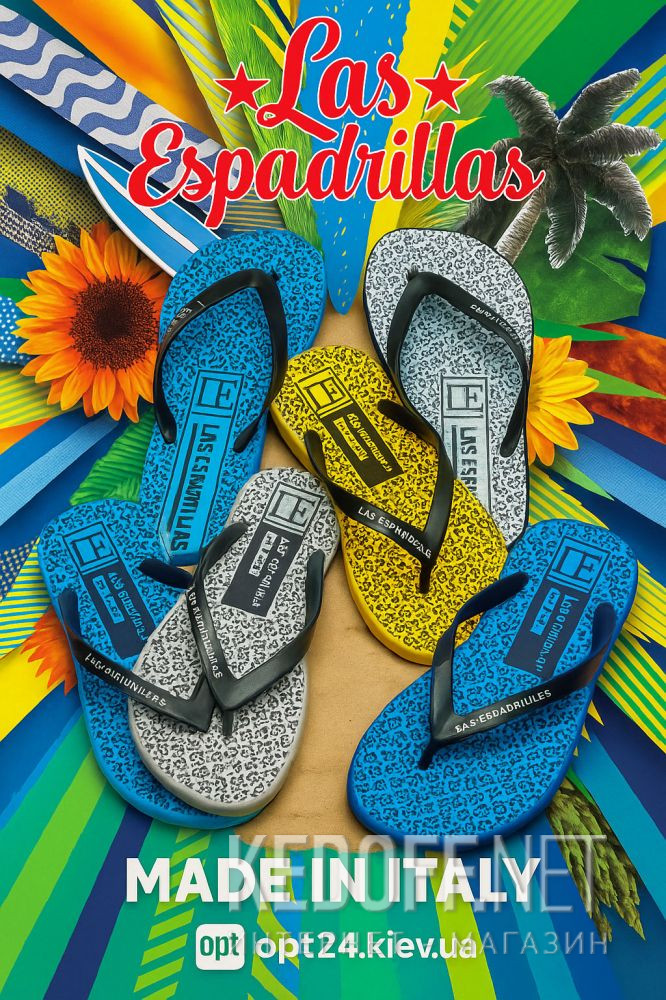 Męskie japonki Las Espadrillas Райдер 7201-27 Made in Italy (czarny) купить Украина